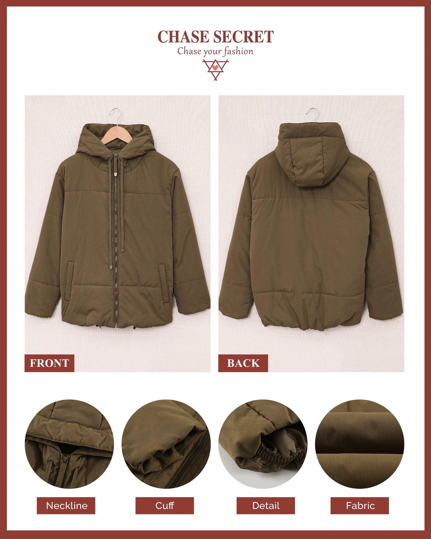 Women'S Hooded Puffer Jacket Winter Warm Full Zip up Oversized Short Quilted Coat with Pockets Petite